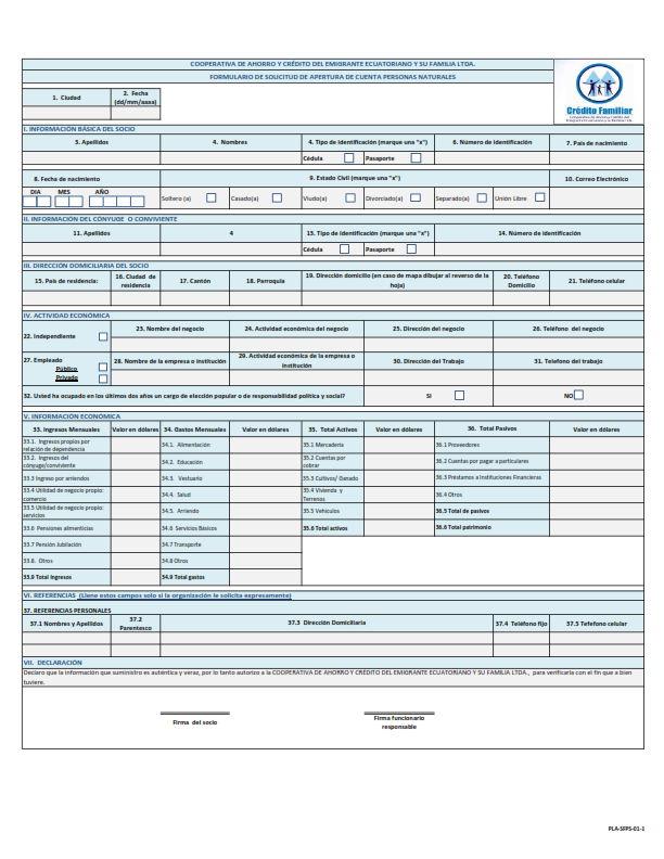 Formulario de Apertura